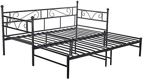 Hierro forjado bancos de sofá cama, camas de metal cama de los adultos, de metal completo, y tiene una estructura de bastidor metálico estable,195x177x95cm