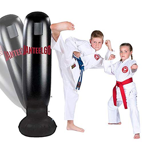JanTeelGO Saco de Boxeo, Saco de Boxeo de pie de 160 cm para un Rebote inmediato para Practicar Karate, Taekwondo y aliviar Pent Up Energy para Adultos y niños(Negro-D)