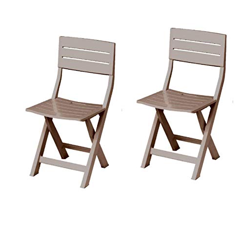 Juego de sillas de jardín plegables, 2 sillas de resina para exteriores, casa, jardín, terraza, balcón, 40 x 44 x 80 cm (color gris)