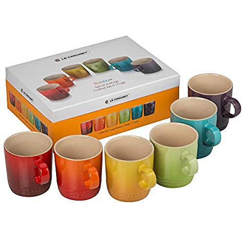Le Creuset Set de tazas, 6 unidades, Redondo, Cada una 12 cm, Cerámica de gres, Multicolor (Arcoíris)