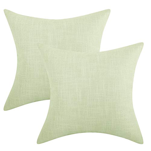 Lewondr Fine Linen Throw Pillow Case, Set of 2 Square Soft Woven Fine Throw Pillow Cover Sham Sofa Cushion Decoration Solid Color Pillowcase 18 x 18 Inch - Platinum