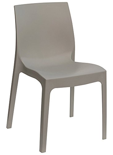 Lote de 2 sillas Anna de Resina Color Yute Mate. Silla apilable para terraza de Bar, Restaurante, cafetería, heladería, etc.