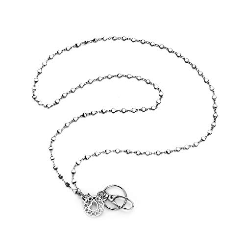 LUXIANDA - Collar de cadena de acero inoxidable, diseño distintivo, con insignia y soporte para llaves, para identificación y llaves para enfermera, profesor y OL