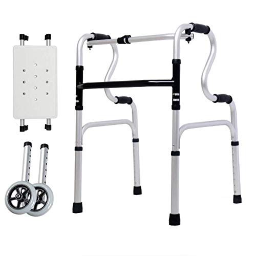 LXDDJZXQ Walker, Andador Plegable de Aluminio con Placa de Asiento y 2 Ruedas de Repuesto se Puede Utilizar para Ayudar a Caminar y Banco de baño