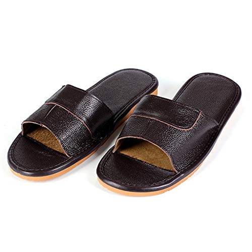 LXDWJ Zapatillas Piel Hombre Mobiliario Hogar Suelo Interior Calzado Clásico Diapositivas Casuales Sandalias Piel (Color : Black, Size : 13)