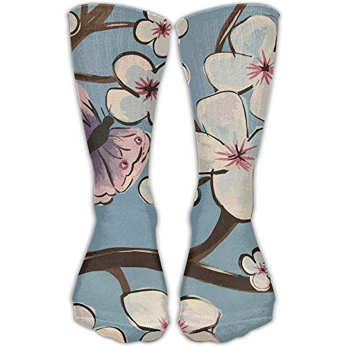 Mabell Cherry Blossom Butterfly Athletic Socks Ankle Socks Sport Casual Socks Cotton Crew Socks