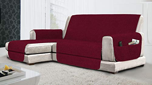 MB HOME BASIC Funda de sofá Antideslizante con Chaise Longue SX Relax, Color Burdeos, 190 cm