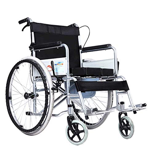 MJY Silla de ruedas plegable ligera Manejo médico, ancianos multifunción Portátil discapacitados Ancianos Carro de pasos Silla de ruedas con inodoro hg