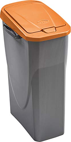 mondex PLS8086-19 Roll Top - Cubo de Basura de Reciclaje con Tapa de plástico (36 x 21,5 x 51 cm, 25 l), plástico, Naranja, 25 L
