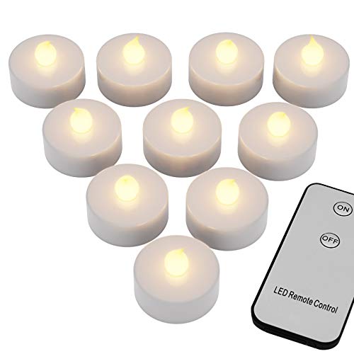 Monzana Set de 10 velas LED con Mando a Distancia Blanco y plata luz cálida decoración candelitas fiestas con pilas
