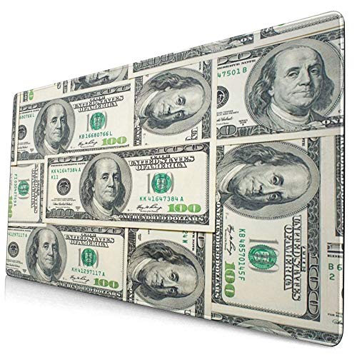 Mouse Pads Mat with Stitched Edges Money Dollar Bills of United States Natural Non-Slip Rubber Mousepad Desk Mat For Office Laptop Computer & Pc 15.8x29.5 In