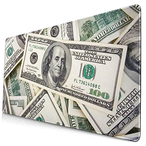 Mouse Pads Mat with Stitched Edges New 100 Dollar Bill Natural Non-Slip Rubber Mousepad Desk Mat For Office Laptop Computer & Pc 15.8x29.5 In