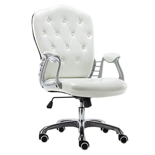 NBVCX Home Accessories Ergonomic Chair PU Leather Task Swivel Chair Home Office Computer Office Executive Fashion Living Room Desk Reception Cushioned Height Adjustable White