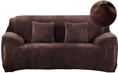 Pengmai - Funda de sofá extensible, 1 pieza de terciopelo, revestimiento de sofá elástico, 1/2/3/4 plazas, cubre sofá protector de muebles
