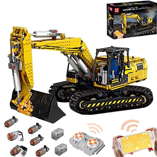 PEXL Technic - Juego de construcción de excavadoras RC de 2,4 G con 6 motores, bloques de 1830 piezas compatibles con Lego Technic