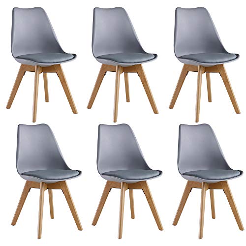 P&N Homewares Lorenzo - Juego de 6 sillas de diseño escandinavo, color gris