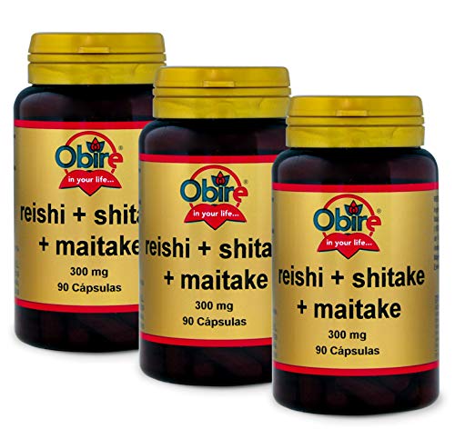 Reishi + shitake + maitake 300 mg. 90 capsulas (Pack 3 unid.)
