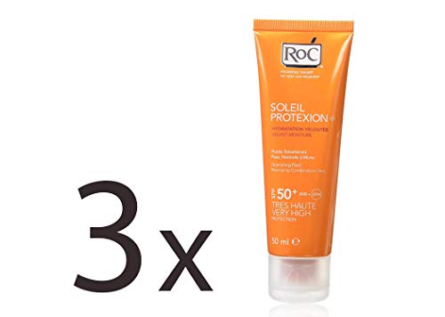 RoC Soleil Protexion+ - Crema hidratación aterciopelada relajante SPF 50+ (lote de 3)