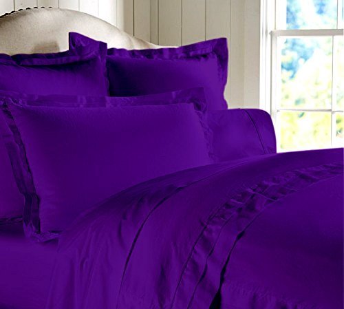 Ropa de cama de algodón egipcio 650 impropiamente 5 pc juego de funda nórdica con sábanas Euro IKEA doble púrpura sólido 100% algodón 650TC