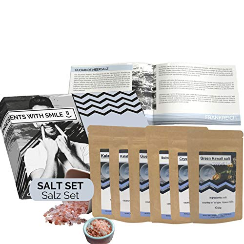 Salt Trial Set Caja de regalo de sales naturales del mundo | Salt World Trip Gift Idea Set de regalo para mujeres Hombres | Caja de sal Caja de regalo Cumpleaños Navidad