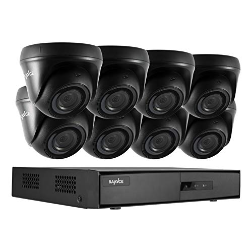 SANNCE Kit de Seguridad Sistema de 8CH 1080N DVR 5-en-1 y 8 Cámaras de vigilancia 720P HD con visión Nocturna Leds IP66 Interior/Exterior Acceso Remoto-sin HDD