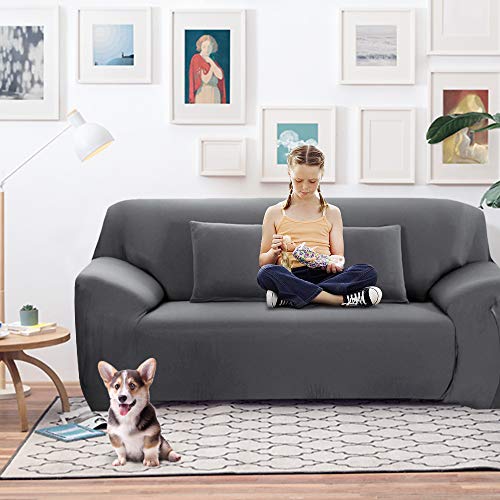SearchI Funda elástica para sofá de 3 plazas, Cubierta Antideslizante en Tejido elástico Extensible, Protector del sofá, Color Gris(180-230cm)