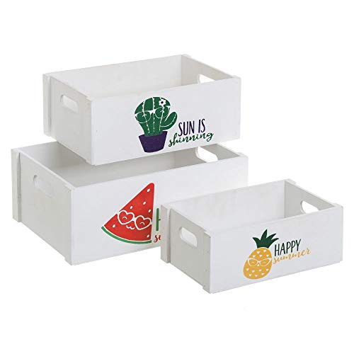 Set de 3 Cajas de Fruta de Madera Blanco - LOLAhome