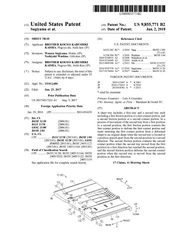 Sheet tray: United States Patent 9855771 (English Edition)