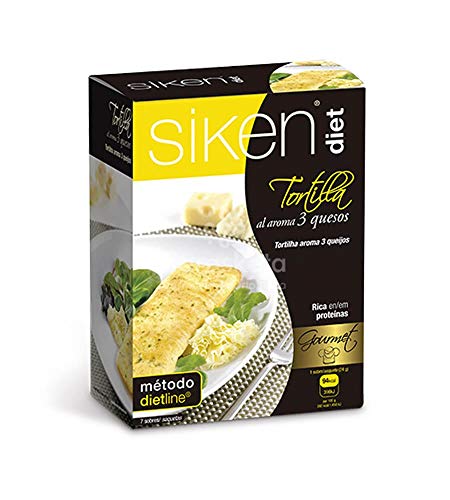 Siken Diet - Tortilla aroma 3 Quesos. Caja con 7 sobres de 24 g. 94 Kcal/sobre.