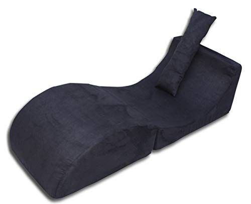 Sillón sofá puf + cojín Relajante Pliable de Multiusos sillón Sala de Estar hoga (Color: Negro)