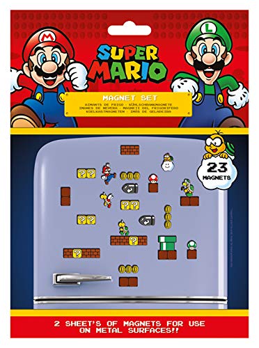 Super Mario MS65081 - Juego de 23 imanes (Reino Seta, Multicolor, 18 x 24 x 0, 3 cm)