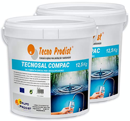Tecno Prodist TECNOSAL COMPAC- Sal compacta Especial para descalcificadores - Pack 2 Cubos de 12,5 kg Comodidad