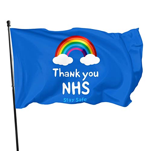Thank You NHS Stay Safe Flag The NHS Rainbow Support We Heroes 3 X 5 FT Flag House Flag Banner For Garden Yard Decoration