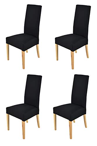 Tommychairs - Set 4 sillas Chiara para Cocina, Comedor, Bar y Restaurante, solida Estructura en Madera de Haya Color Natural y Asiento tapizado en Tejido Color Negro