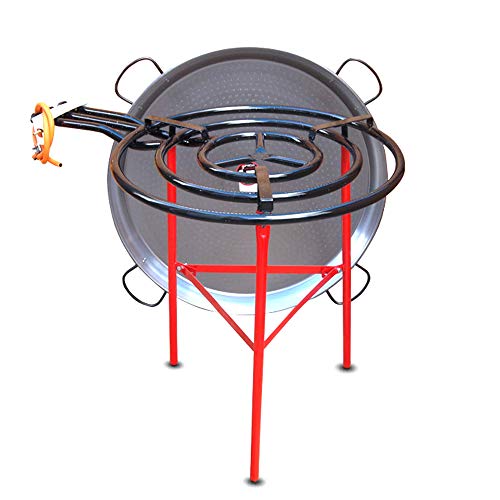 Vaello Campos Kit de paella de catering – quemador de gas de 70 cm, sartén de acero pulido de 90 cm y trípode reforzado
