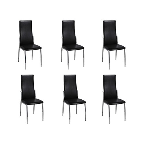 vidaXL 6 sillas de Comedor en Cuero Negro Cromo
