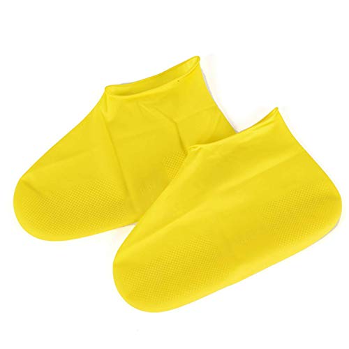 WOOKIT 2 pares (4 piezas) cubrezapatos unisex impermeables reutilizables cubren botas de lluvia, zapatos de lluvia lavables antideslizantes, Cubrecalzado-amarillo-M