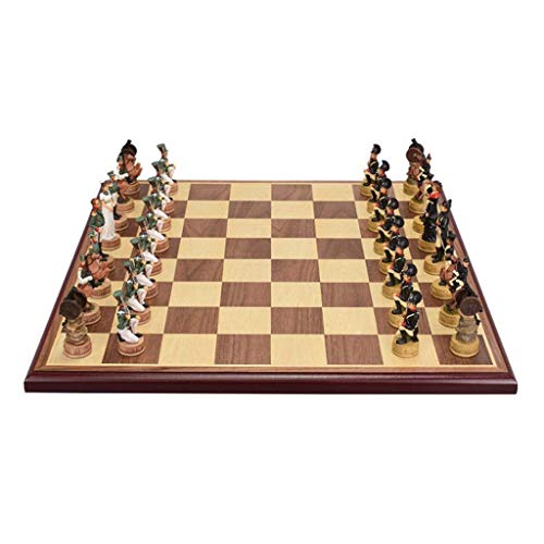 Yxxc Compact Board Chess Set Upscale Chess Set Character Resin Chess Pieces MDF Chess Board Retro Desktop Entertainment Chess Games Gift Chess,a