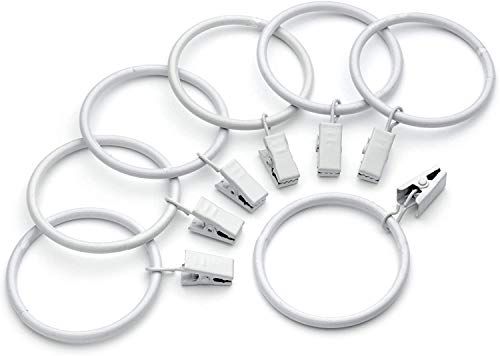 40 anillos de cortina decorativos de metal con clips, 3,8 cm de diámetro interior, anillos de clip blanco para cortina
