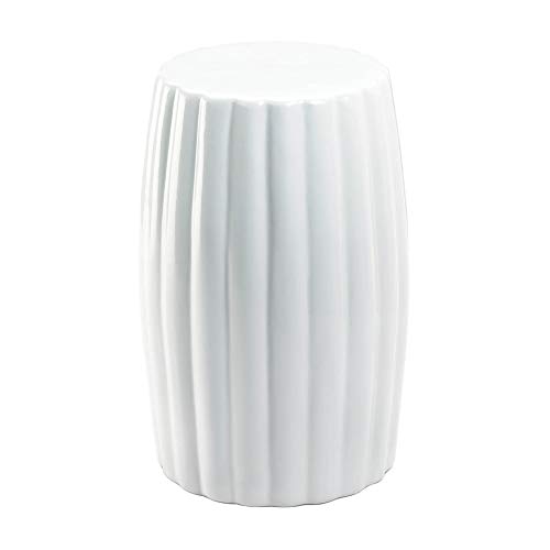 Accent Plus Taburete o mesa auxiliar de cerámica blanca brillante