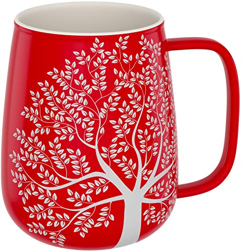 amapodo Taza de café grande de porcelana con asa, 600 ml, taza de cerámica para oficina, color rojo, regalos para mujeres y hombres
