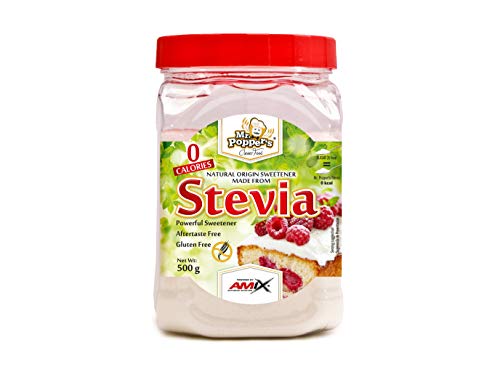 AMIX - Stevia Mr. Poppers - Endulzante Natural - Producto Sin Calorías - Endulza Postres y Bebidas - Apto para Diabéticos - Sin Aromas Artificiales - Saborizantes sin Azúcar Multicolor, 500 Gr