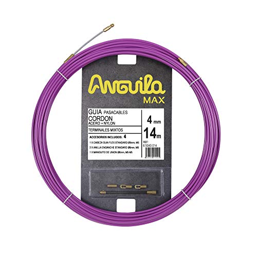 Anguila 65040014 - Guía pasacables cordón, Acero+Nylon, 14 m, Purpura