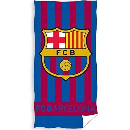 Barcelona FC - Toalla Playa Rayas con Escudo Barcelona FC 70 x 140 cm.