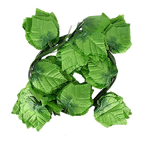 Beeria 12 Pcs Artificial Ivy Garland Vine Plastic Ivy Leaves Garland Artificial Plants Foliage Green Leaves Fake Hanging Vine Plant for Wedding Party Garden Wall Greenery Decoration