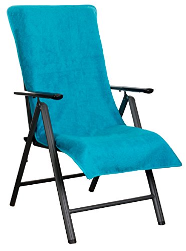 Brandsseller - Funda de rizo para silla de jardín y tumbona de jardín, 100% algodón, aprox. 65 x 130 cm, color turquesa