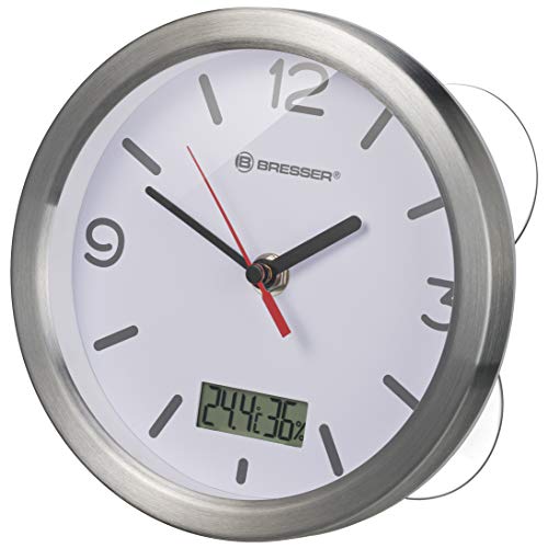 Bresser My Time Termo/Higro Reloj de baño, Aluminio, Blanco, 0 cm