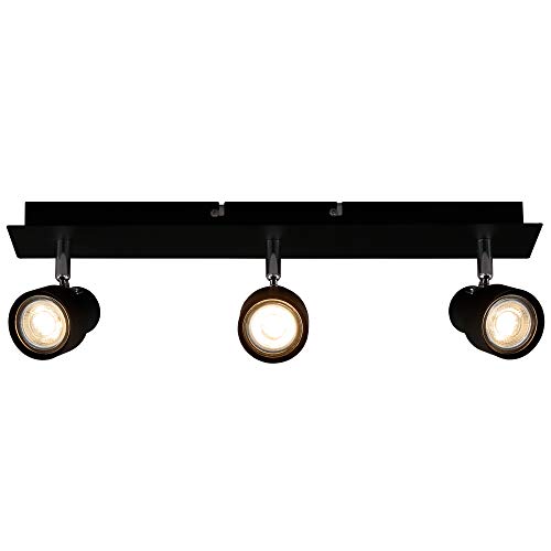 Briloner Leuchten Foco LED, lámpara de Techo de 3 focos, proyector Giratorio y orientable, 3X GU10, 5 W, 460 Lumen, 3000 Kelvin, Negra