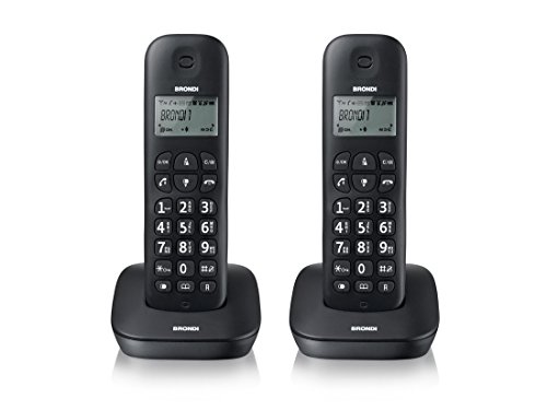 Brondi Gala Twin DECT Identificador de llamadas Negro - Teléfono (Teléfono DECT, Terminal inalámbrico, 20 entradas, Identificador de llamadas, Negro)