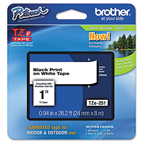 Brother TZe-251 cinta para impresora de etiquetas Negro sobre blanco - Cintas para impresoras de etiquetas (Negro sobre blanco, TZe, Térmica directa, Brother, 2,4 cm, 8 m)